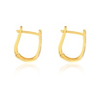 Brinco de ouro 18k Argola trabalhada com ródio foto lado 