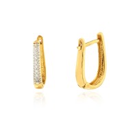 Brinco de ouro 18k Argola trabalhada com ródio foto lado e frente 