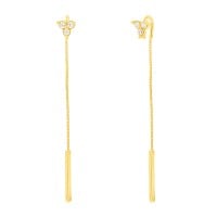 Brinco de ouro 18k transverso com corrente