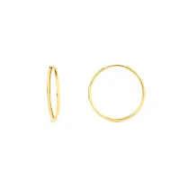 Brinco argola de ouro 18k redonda fio fino pequena