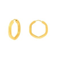 Brinco argola de ouro 18k sextavado