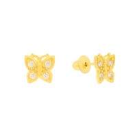 Brinco borboleta infantil de ouro 18k ou 2o furo