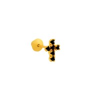 Brinco de cruz masculino 1 peça ouro 18k