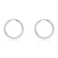 Brinco de ouro 18k argola em ouro branco foto lado 