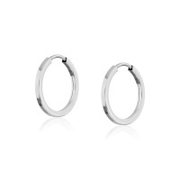 Brinco de ouro 18k argola em ouro branco foto fecho 