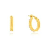 Brinco de ouro 18k argola face com entalhe fosco