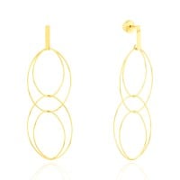 Brinco de ouro 18k argolas amendoadas 