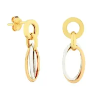 Brinco de ouro 18k argolas entrelacadas em tres tons de ouro B0207e3