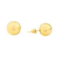 Brinco de ouro 18k bola 10mm BR103
