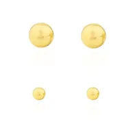 Brinco de ouro 18k bola par 5mm + 2,5mm
