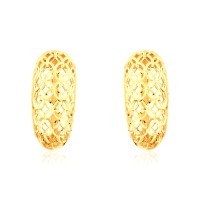 Brinco de ouro 18k argola com flores vazadas foto parte da frente 