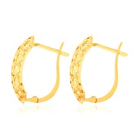Brinco de ouro 18k argola com flores vazadas foto lado 