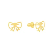 Brinco de ouro infantil lacinho delicado 18k 