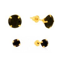 Brinco segundo furo ponto de luz ouro 18k V
