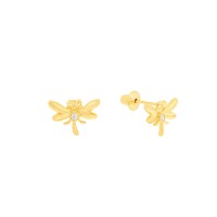 Brinco infantil de ouro 18kl libélula delicado 