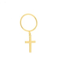 Brinco piercing ouro 18k com pingente cruz