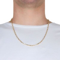 Corrente de Ouro 18k masculina 60cm com elos 3x1 macico foto corrente no corpo 