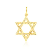 Pingente estrela de Davi de ouro 18k cravejada