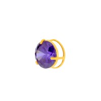 Conjunto colar e brinco de ouro 18k ponto luz roxo