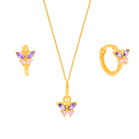 Conjunto colar e brinco de ouro 18k borboleta II a