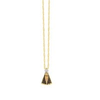Pingente de N. S. Aparecida em ouro 18k com manto em rodio negro pequena