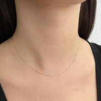 Corrente de ouro feminina 18k elo americano 0,5mm 40 cm