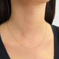 Corrente feminina de ouro 18k elo americano 0,5mm