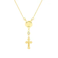 Corrente de ouro 18k São Bento e Cruz feminina