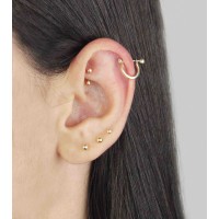 Piercing de ouro 18k cartilagem liso pino com pedra