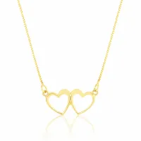 Gargantilha de ouro 18k pingente coração Duo