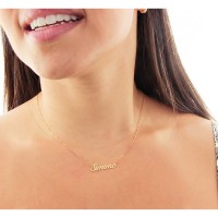 Gargantilha de ouro 18k com nome escrito personalizado 8 letras