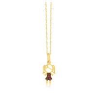 Pingente de ouro 18k menina filha com zircônias rubis