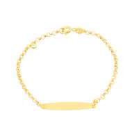 Pulseira infantil ouro 18k placa nome portuguesa