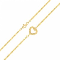 Pulseira De Ouro Feminina Com Coração Cravejada De Zircônias