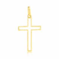 Pingente de ouro cruz 18k borda diamantada