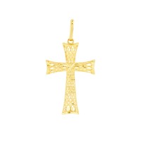 Pingente cruz de ouro 18k rendada