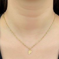 Pingente letra P de ouro 18k no corpo