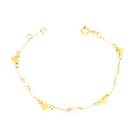 Pulseira de ouro infantil coração e bolinha bebê