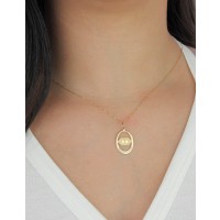 Pingente administração de ouro 18k oval