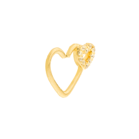 Piercing de ouro 18k cartilagem coração com pedras