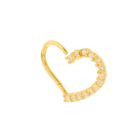 Piercing de ouro 18k cartilagem coração liso e pedras