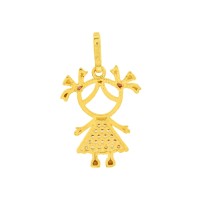 Pingente de ouro 18k filha menina cravejado de zircônias verso