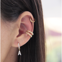 Piercing de ouro 18k conch de pressão com bolas 