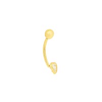 Piercing de umbigo de ouro 18k com coração