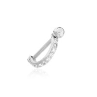 Piercing de ouro 18k branco para cartilagem com pedras zircônias