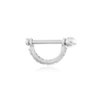 Piercing de ouro 18k branco para cartilagem com pedras zircônias