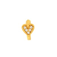 Brinco ou piercing de ouro 18k argola coração com pedras 