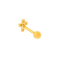 Piercing de ouro 18k cruz preta