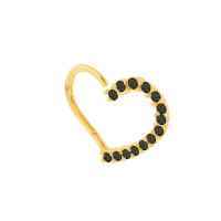 Piercing helix ou daith ouro 18k coração preto esquerdo 
