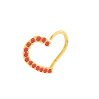 Piercing helix ou daith ouro 18k coração vermelho direito 